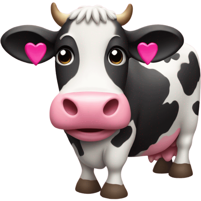 cow whit hearts pinks emoji