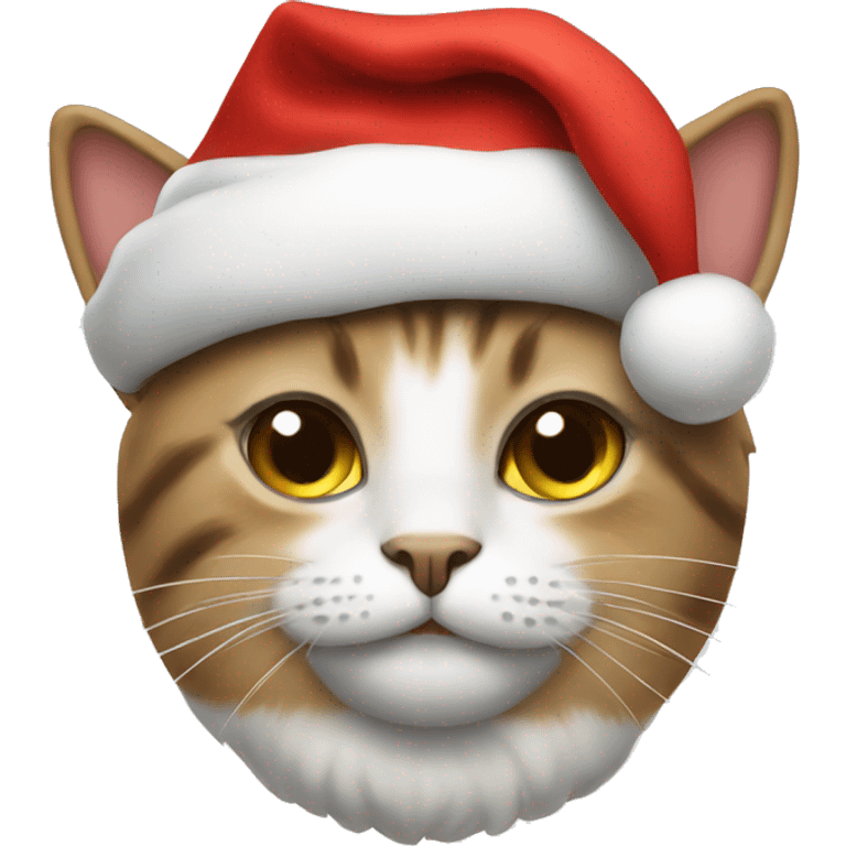 A cat wearing a Christmas hat emoji