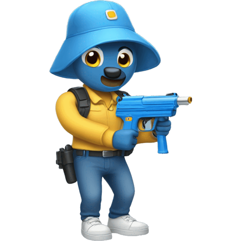 bluey with a watergun emoji