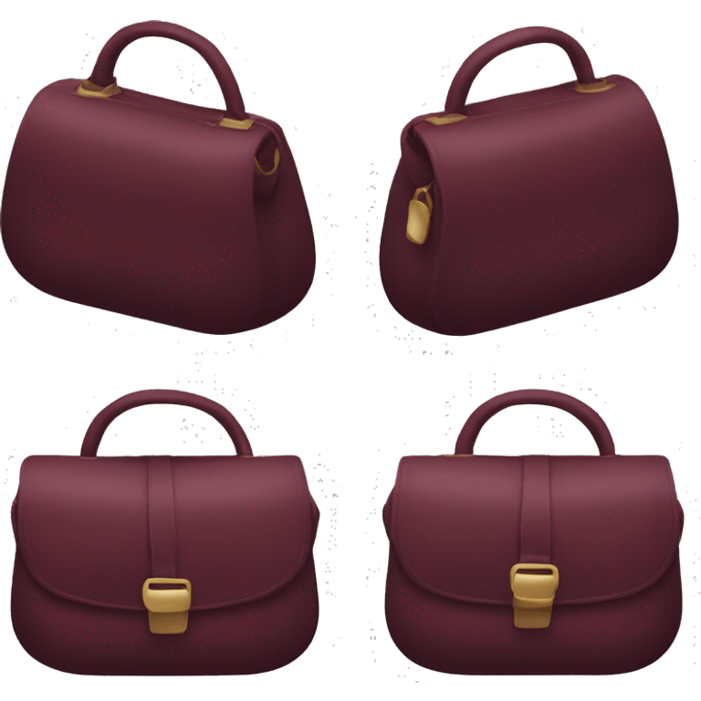 Small burgundy coloured bag with a short oval hing. The bag has a light oval shape. To close, the bag has a zipper. emoji