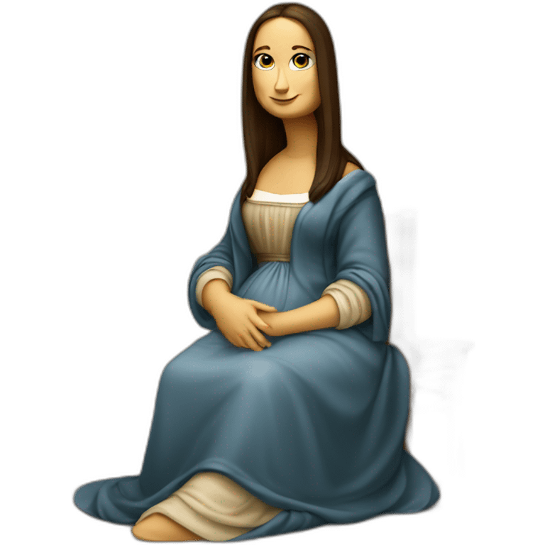 front view full body curvy caucasian beauty mona lisa sitting straight emoji