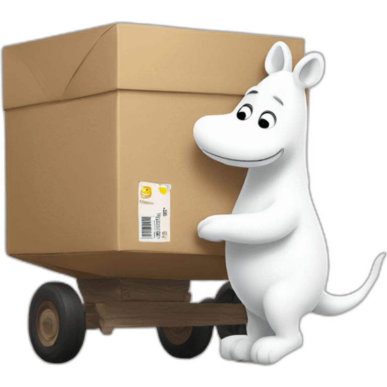 Moomin delivering a box emoji