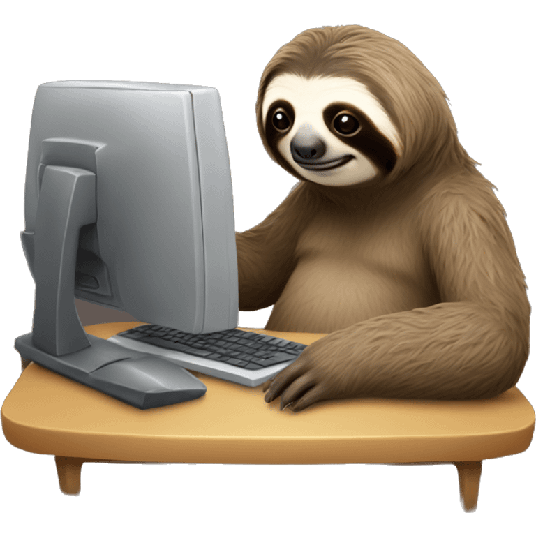 The sloth at the computer emoji