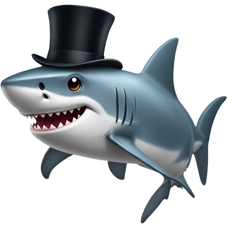 Shark with a top hat emoji