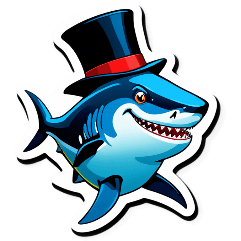 Shark with a top hat emoji