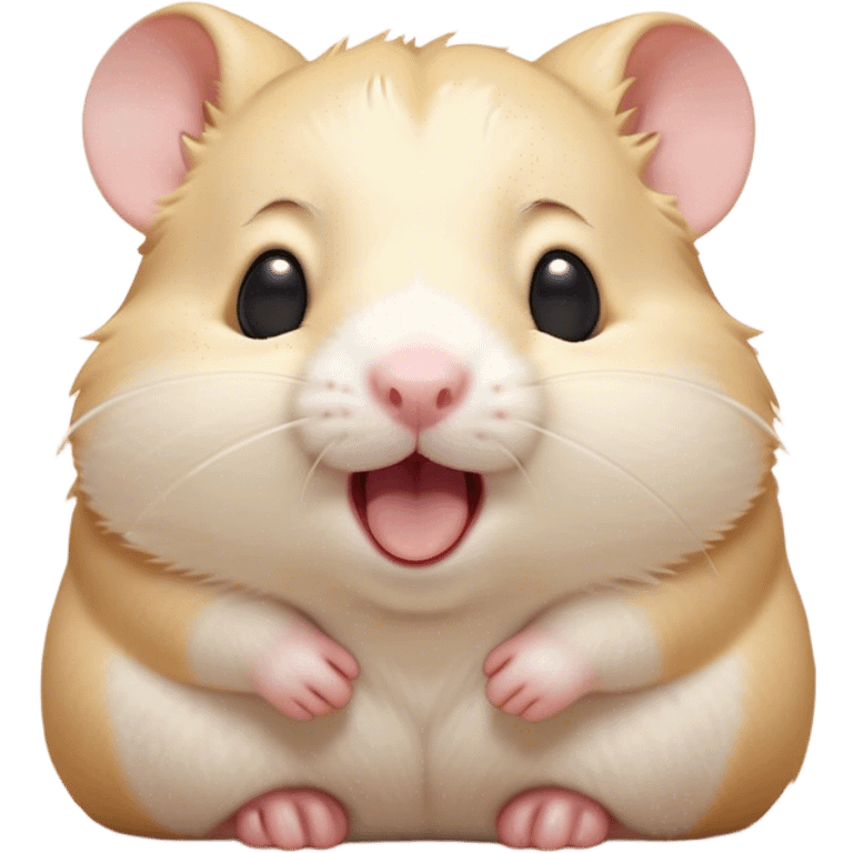 Cinematic Cute Yawning Cream Hamster Portrait Emoji, Head tilted slightly with a dramatic, wide-open yawn, showcasing a soft, pristine cream coat with tiny droopy ears, round dark eyes barely open in drowsy contentment, Simplified yet irresistibly adorable features, highly detailed, glowing with a soft, cozy glow, high shine, relaxed yet expressive, stylized with a touch of whimsy, bright and endearing, soft glowing outline, capturing the essence of a sleepy yet affectionate hamster, so drowsy it feels like it could stretch out of the screen and curl up for a nap! emoji