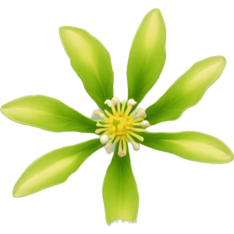 Ashwagandha flower with greenish-yellow petals and a central yellow stamens emojis emoji