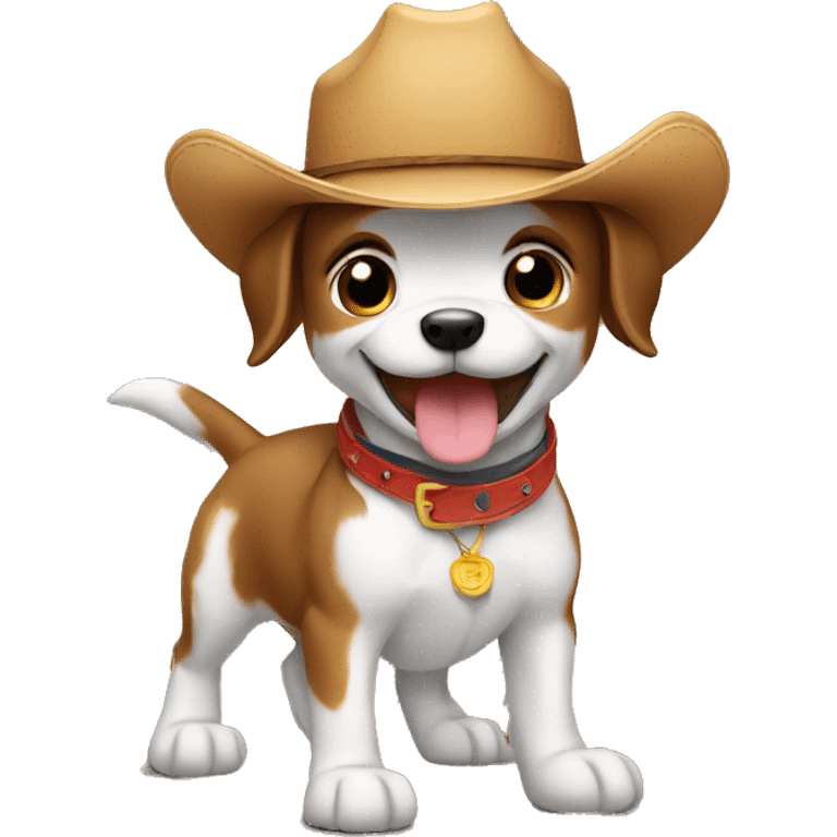 puppy with cowboy hat dancing emoji