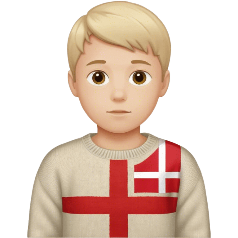 photorealistic boy in the sweater with danish flag emoji