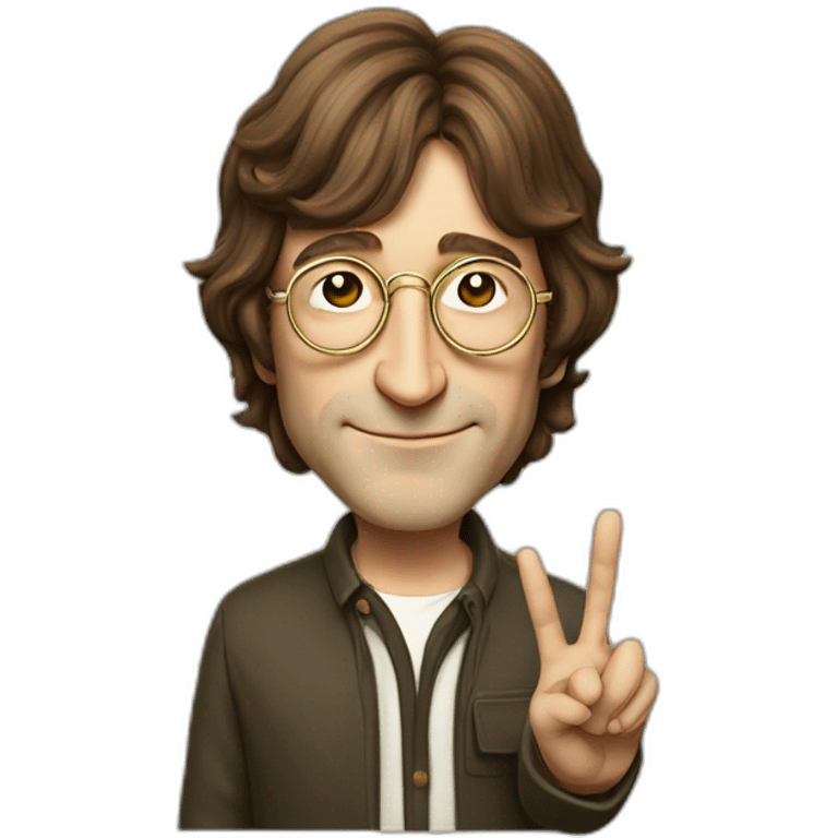 John Lennon showinh the Peace sign emoji