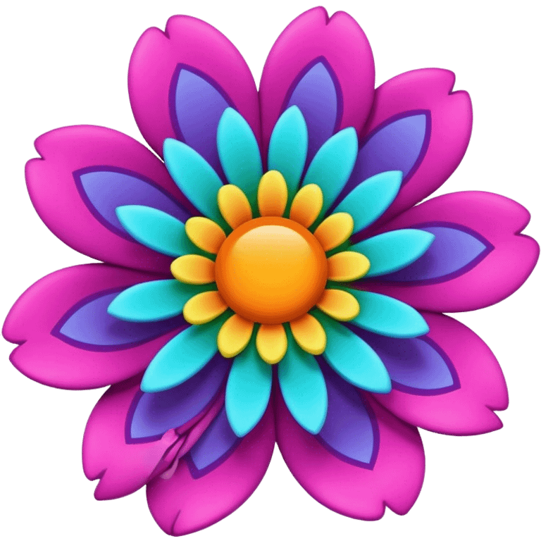 3D, psychedelic colored hippie style flower  emoji