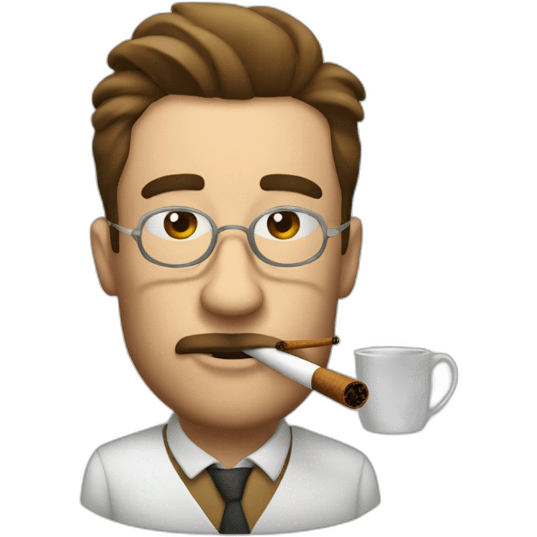 man smoking cigar and drinking tea from glass emoji