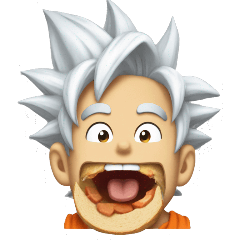 Hungry goku mouth full of food emoji