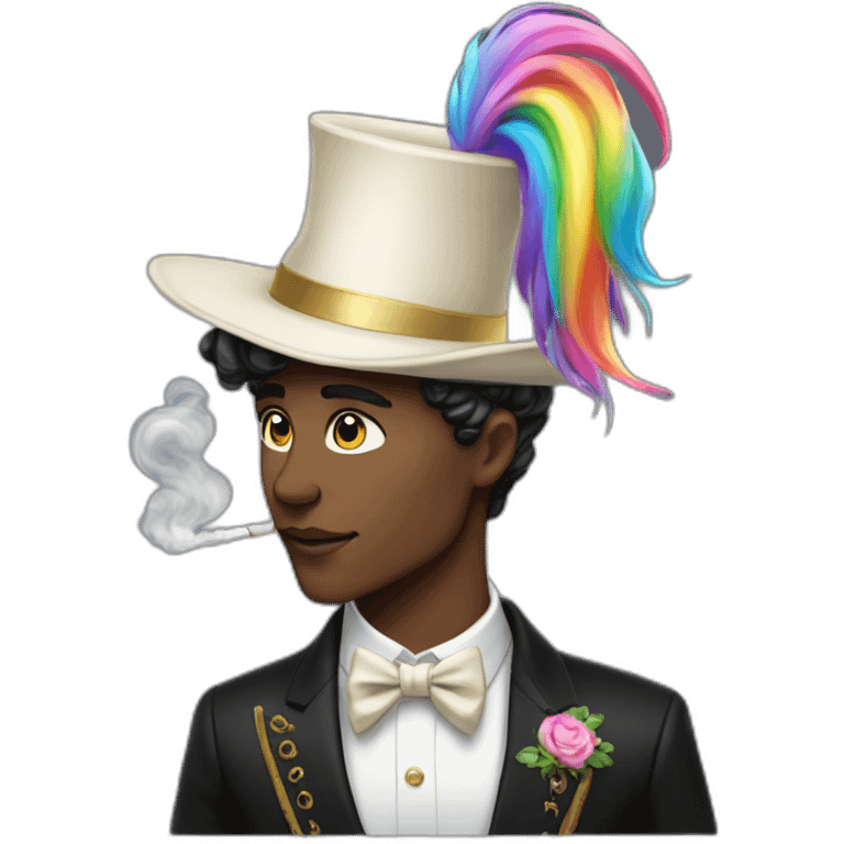 Posh-boy-with-smoking-and-rainbow-unicorn-hat emoji