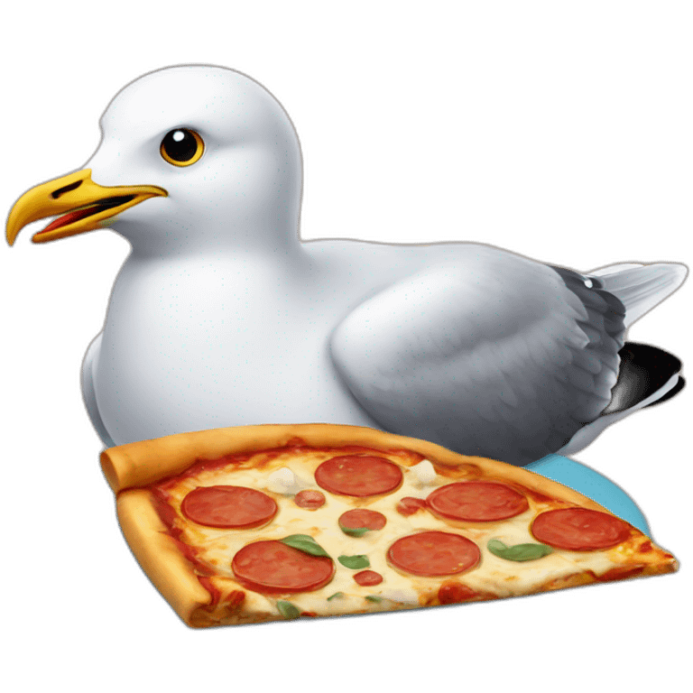 seagull with pizza emoji