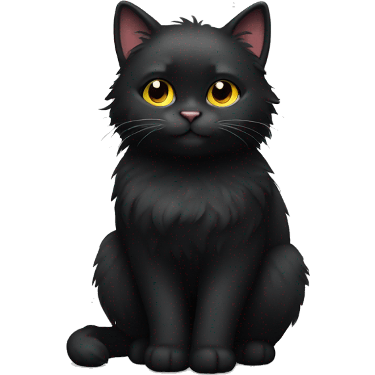 Fluffy Black cat emoji