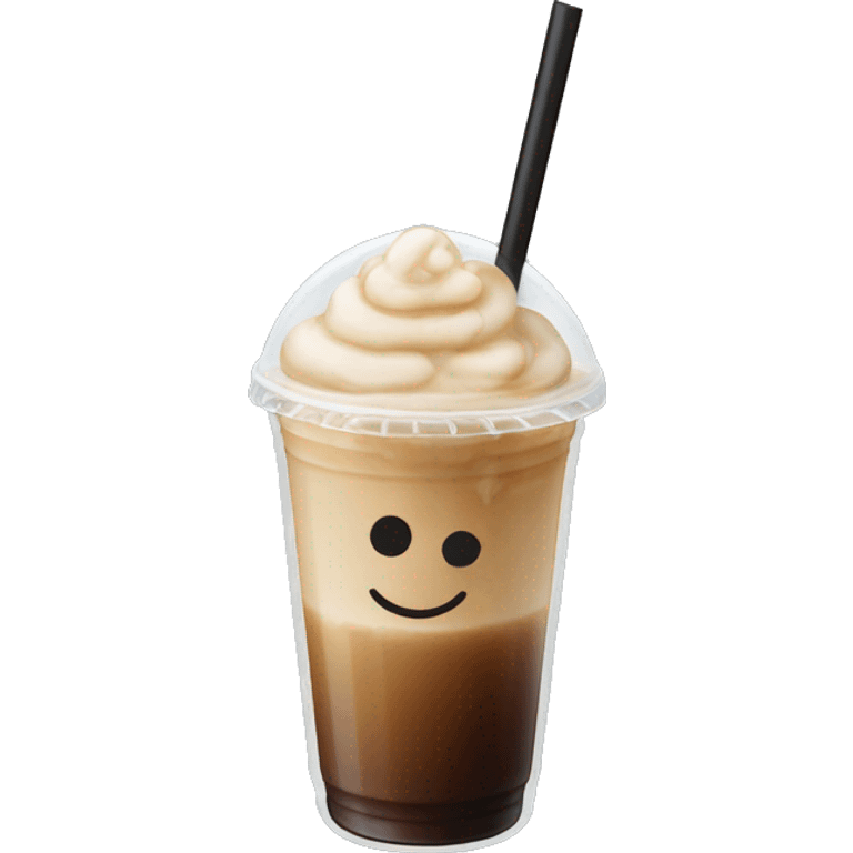 Bubble cold coffee with black straw emoji