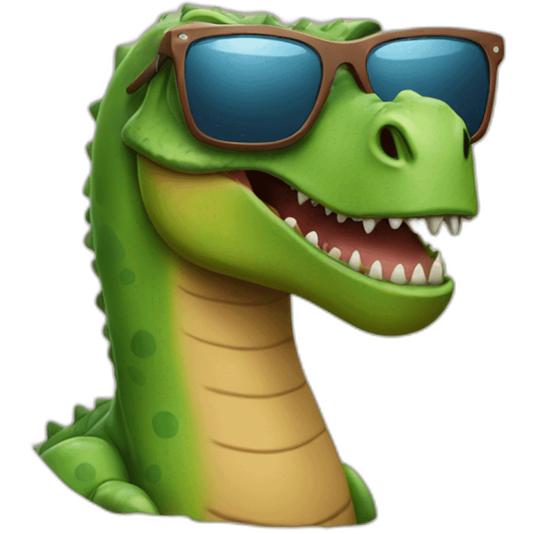 A dinosaur with sunglasses emoji