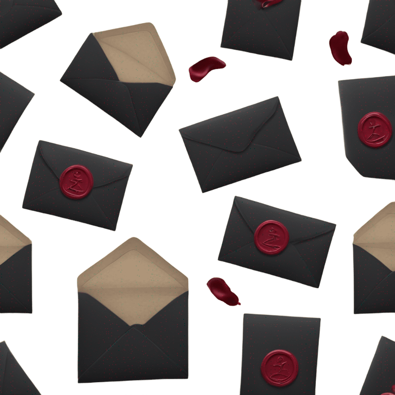 black envelope with burgundy wax seal emoji