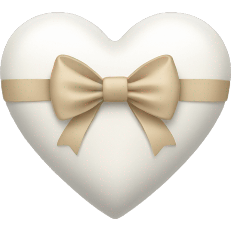 white heart with beige bow emoji