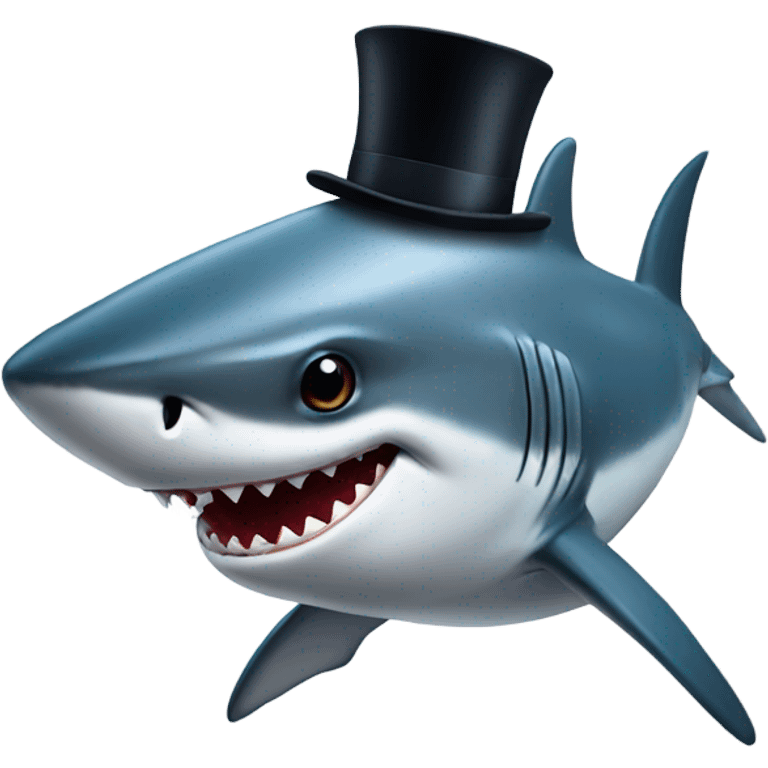 Shark with a top hat emoji