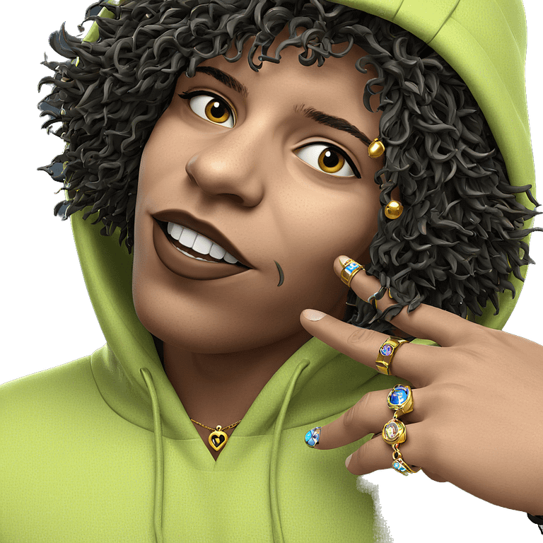 male in hood with jewelry emoji