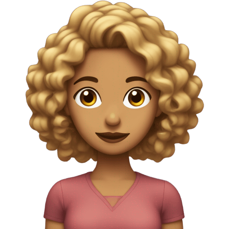 Chica morena con pelo marrón rizado abundante  emoji