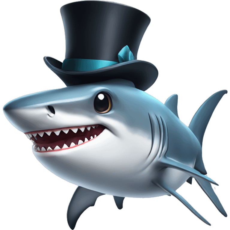 Shark with a top hat emoji