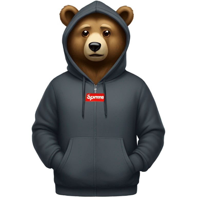 Bear wearing a supreme hoodie emoji