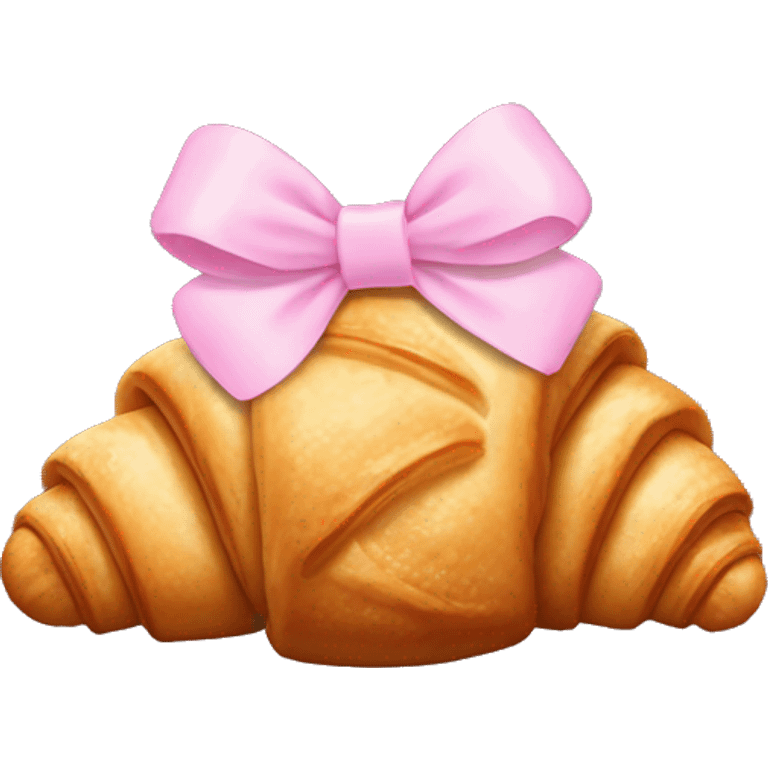 Croissant with pastel pink bow emoji