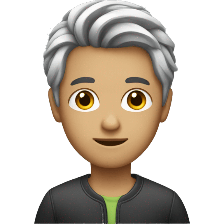 designer with laptop with simple hair style and he is a boy emoji