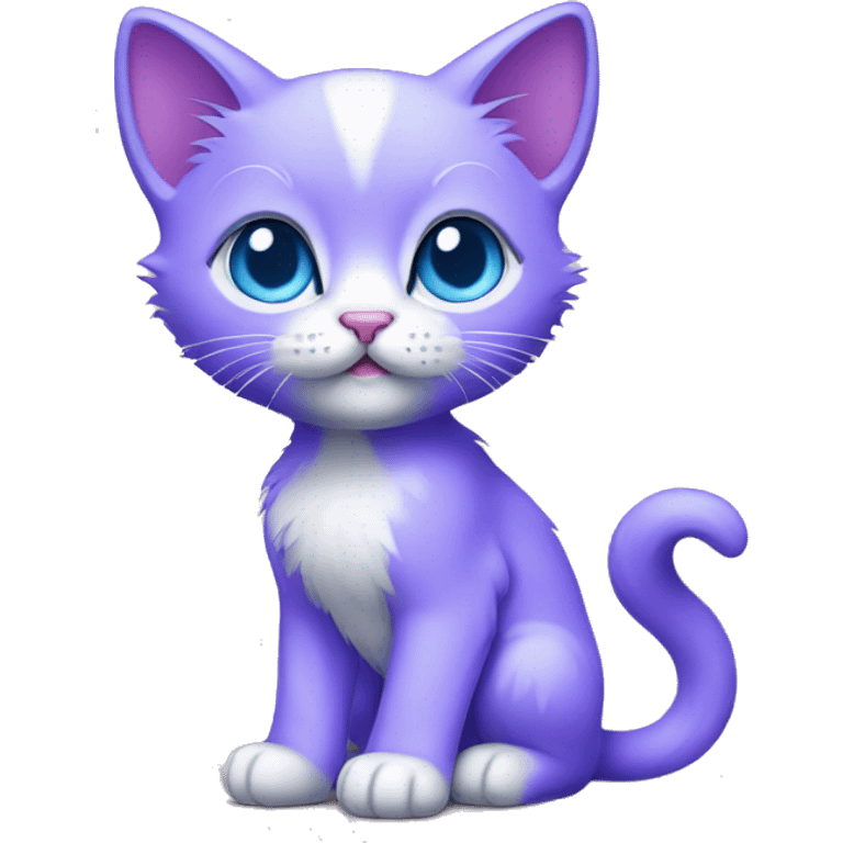 Purple kitten with blue eyes full body emoji