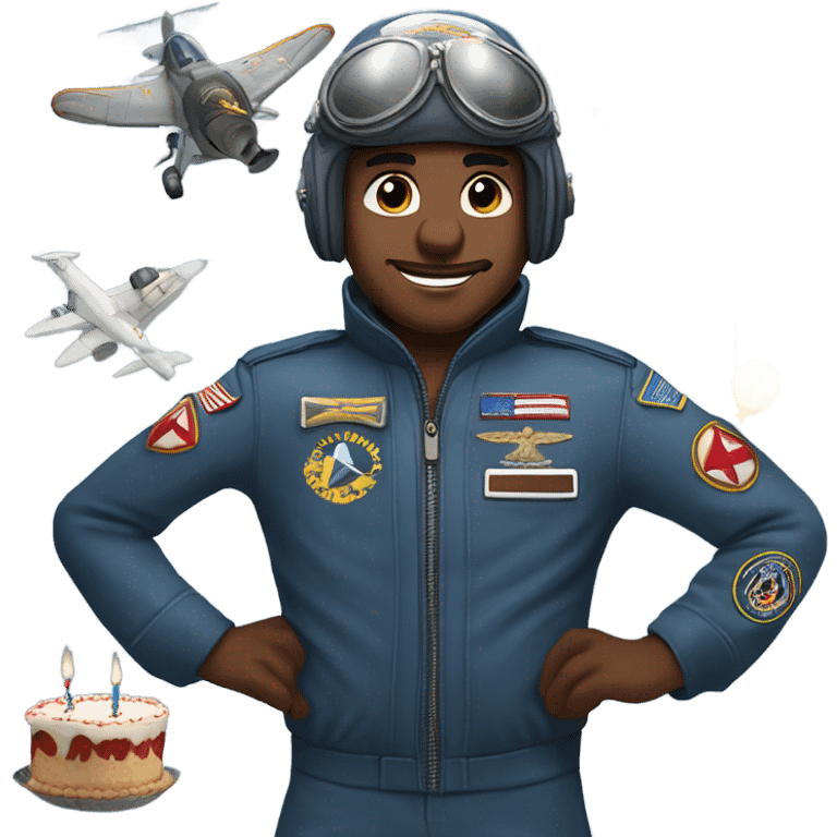 Rolando Cooper as a fighter pilot celebrating his birthday emoji