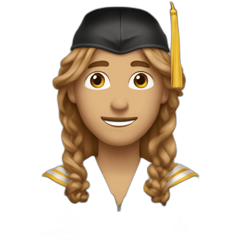 Proud graduate party Male Long Brown Hairemoji emoji