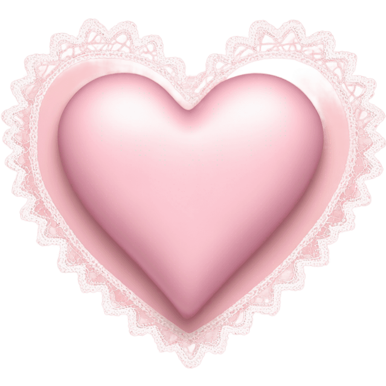 matte light pink heart with bow with lace and frills  emoji