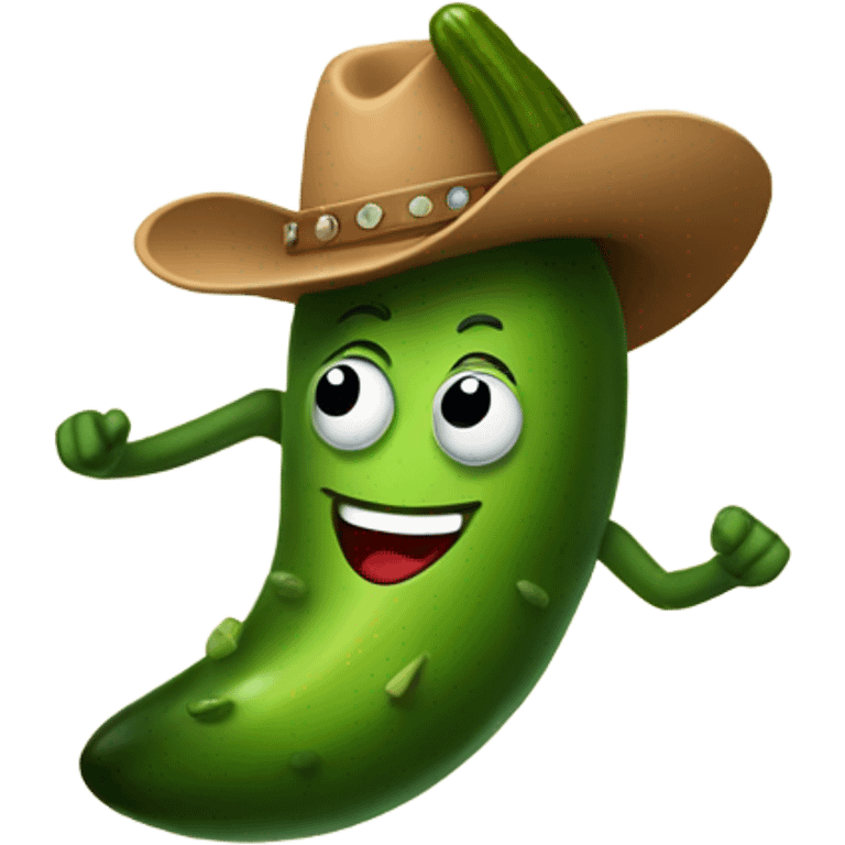 Pickle dancing with a cowboy hat emoji