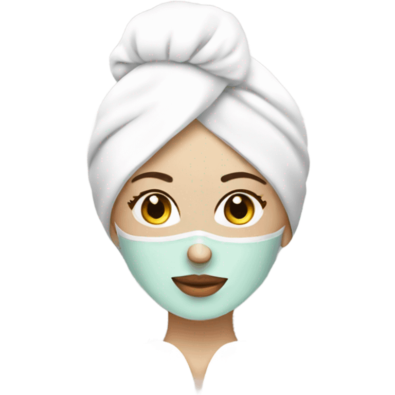 Lady with face mask spa beauty full face relaxing emoji