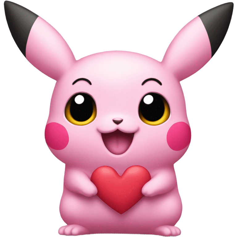 Cute pink pikachu with heart shaped eyes emoji