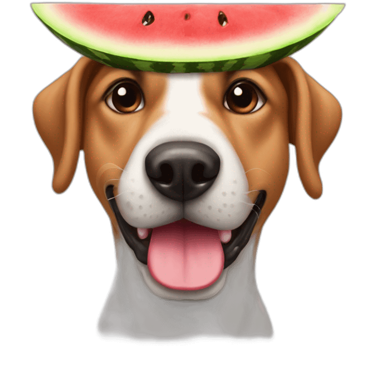 Dog with a water melon on his head emoji