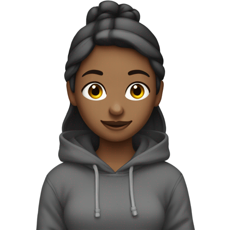 girl standing with thumbs up black hoodie and grey sweatpants emoji