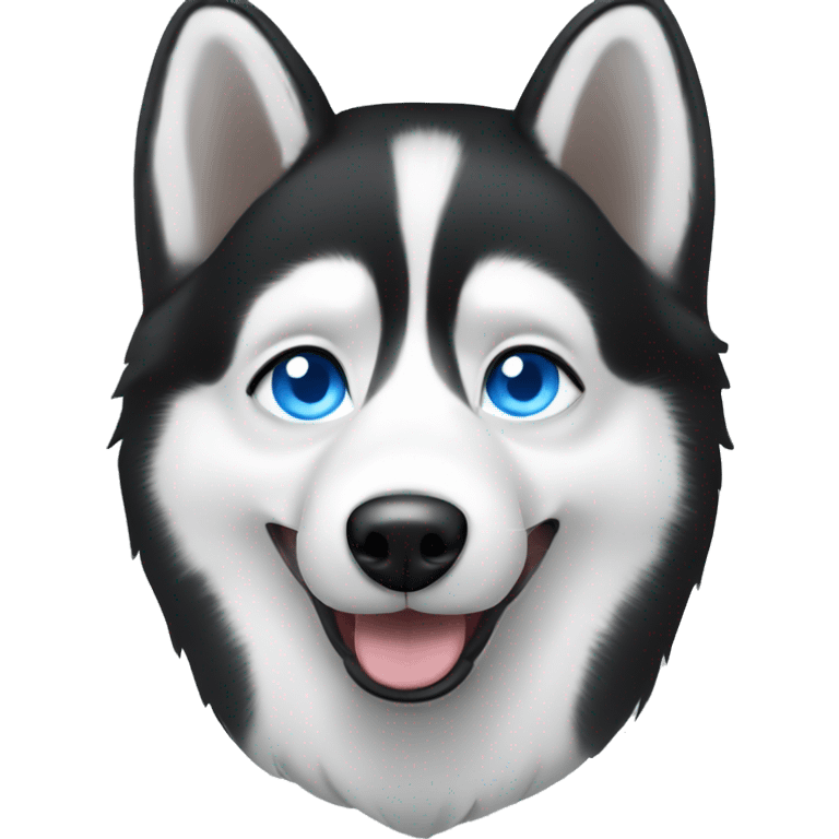 Black and white husky dog face with blue eyes emoji