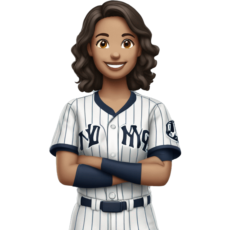 Smile Brunette female Yankees jersey  emoji