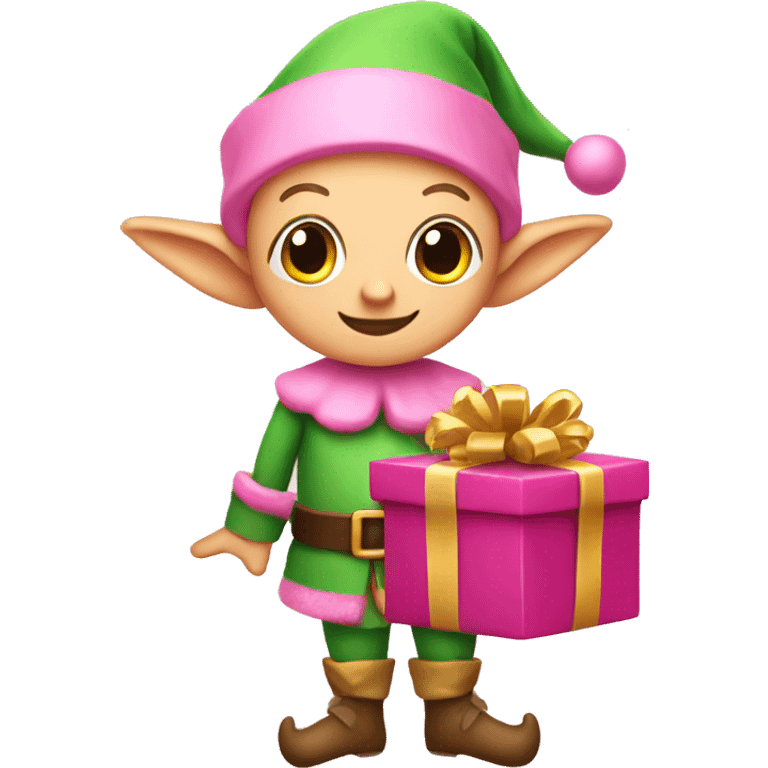 pink elf with presents emoji