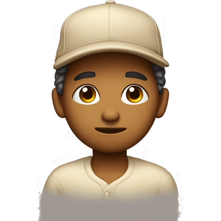 pensive face with drolling and baseball hat praying hands, eyes closed normal and wearing normal hawain shirt beige skin and not old emoji