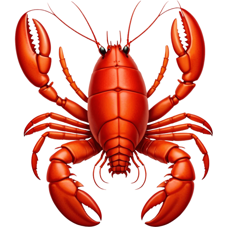 Cinematic bright red rock lobster, detailed hard shell, claws slightly open, freshly cooked, warm glowing tones, rich and indulgent. emoji