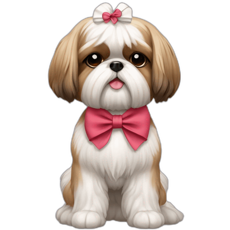 Dog Shih Tzu with a bow on head full-body emoji