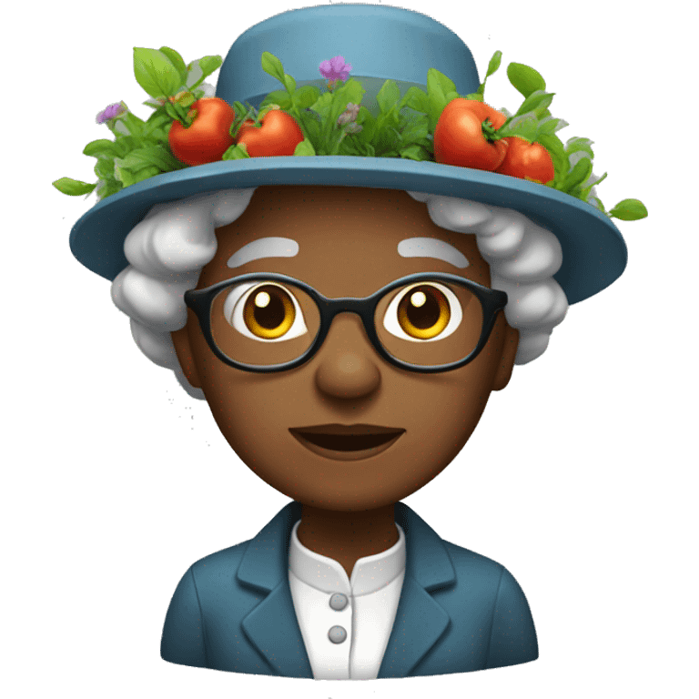 Black old woman scientist with garden hat emoji