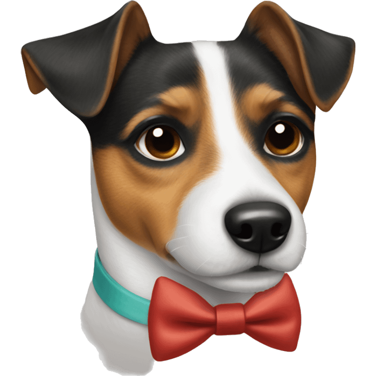 Jack Russell dog wearing a bow tie emoji