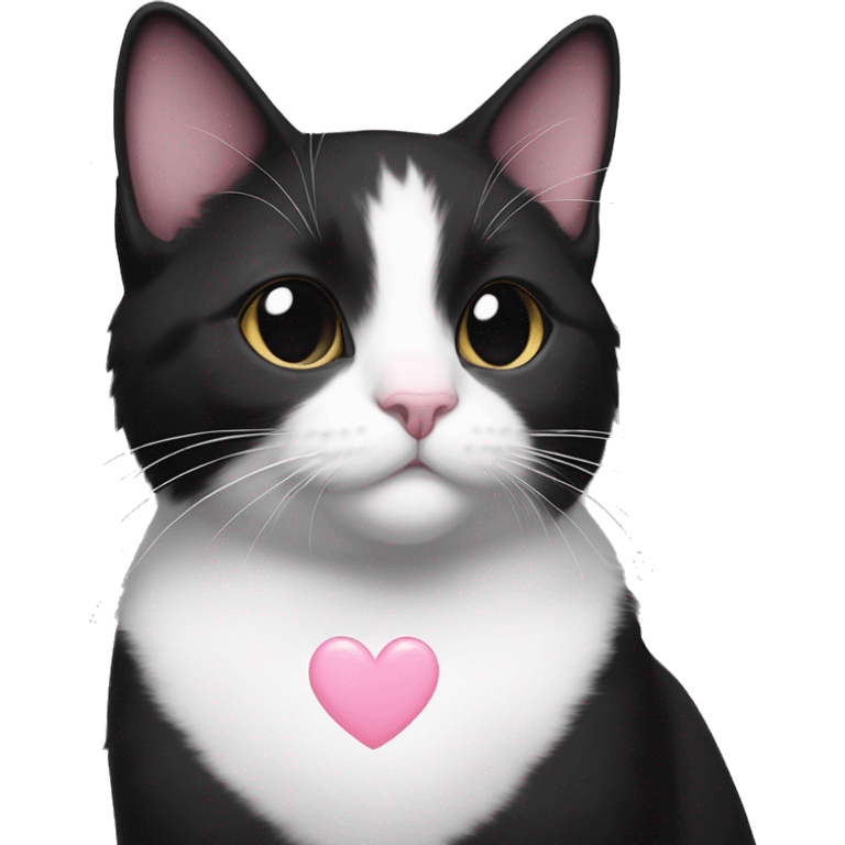 I want. Tuxedo cat with a mdtly black fae and pinkish inside ears with a white heart on its chest and a little bit of white socks.  emoji