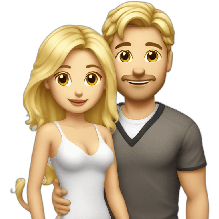 blond-hair-sexy-man-and-woman-with-dog-and-cat emoji